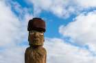 Ahu Ko Te Riku Moai statue stands in Tahat Archaeological Complex Rapa Nui-Easter island-Chile Art Print